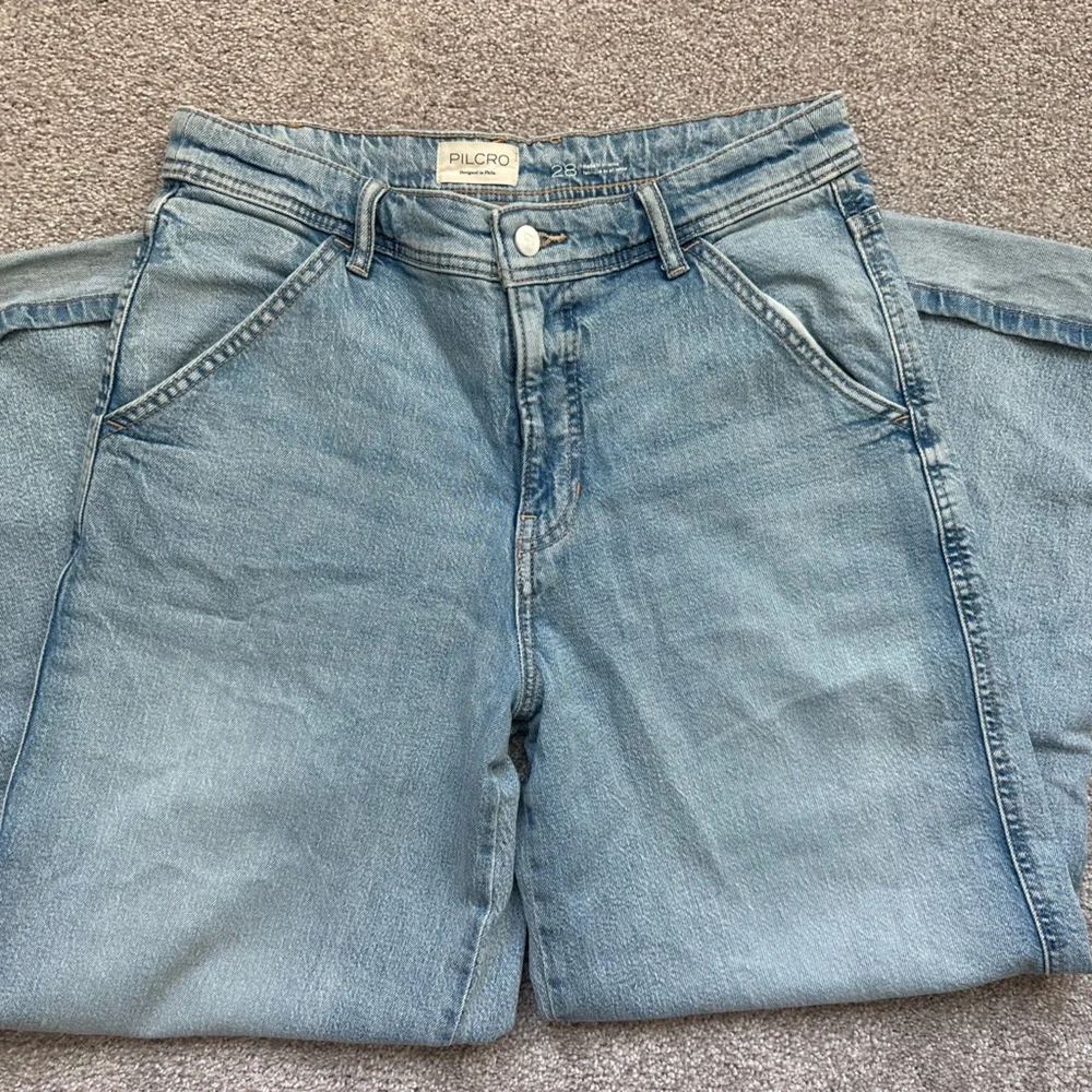 Pilcro Mason High-Rise relaxed gaucho ankle jeans Light Blue Wide Leg Sz.28 - Picture 7 of 10